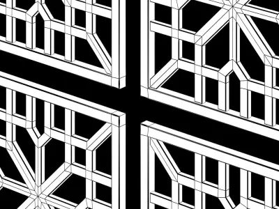 Arabic Islamic pattern wood decorative plaster 3D model 4