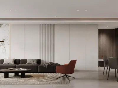 Modern living room dining room interior scenes 290 3D model