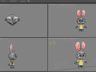 Cartoon rabbit Low-poly 3D model get