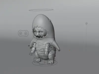 High Detailed Shark Cat Baby Costume 3D model