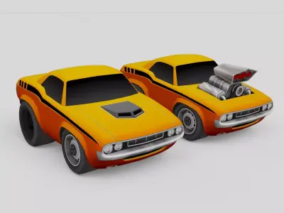 low poly generic cartoon car  3D model