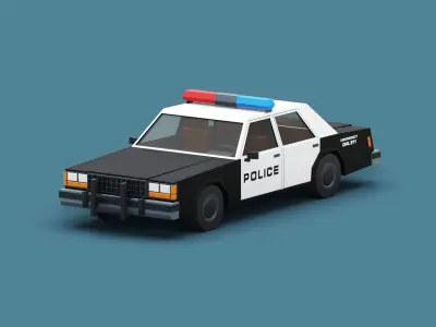 Stylized Cartoon City Police Car  Low-poly 3D model