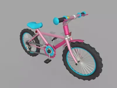 Bicycle Pink Low-poly 3D model