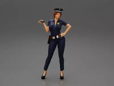 sexy officer police woman posing 3D print model