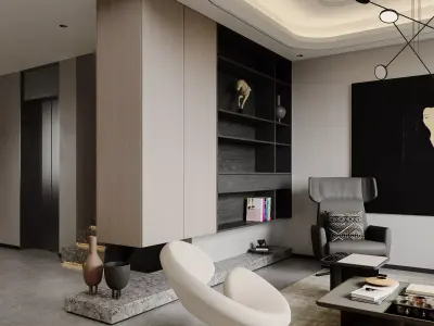 Modern living room dining room interior scenes 324 3D model