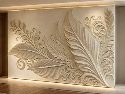 modern panel wall decor set relief stl mural CNC 173  3D model
