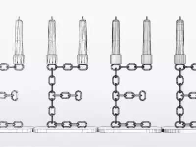 Alphabet E Chain Bronze Candleholder 3D Model True 4K PBR Render Low-poly 3D model