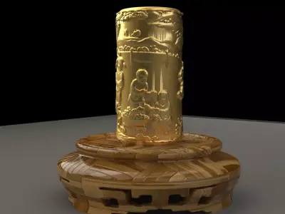 Chinese display stand with pencil holde 3D model