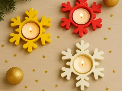 Snowflake Tealight Candle Holders  Set of 3 3D print model
