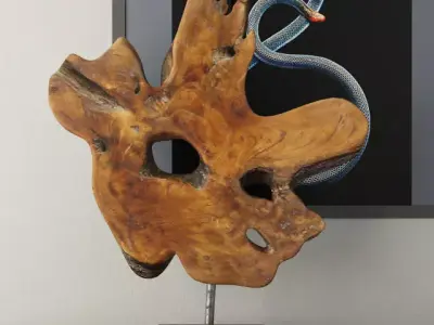 Teak Wood Table Top Decoration 3D model