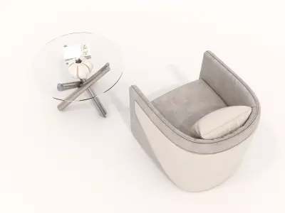 Modern Coffee Table and Armchair Set 49 3D model