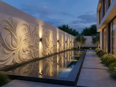 Modern Abstract Relief Panel Wall Decor Set STL Mural CNC 314 3D model