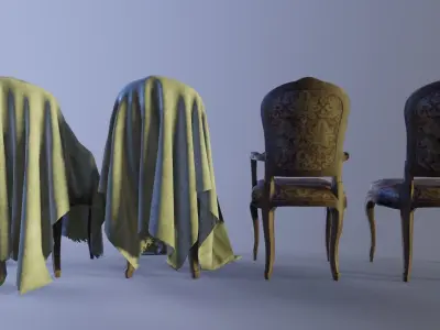 French classic chair Low-poly 3D model