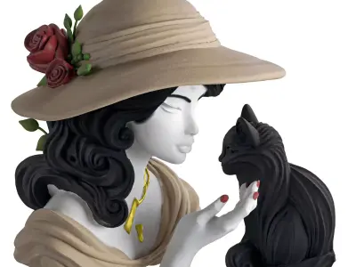 Statue lady 1 Low-poly 3D model