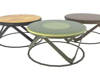 Table3 round side table with metal frame and glass top Low-poly 3D model