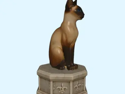 Majestic Siamese Cat Realistic Figurine for 3D Printing 3D print model