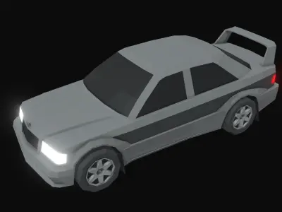 Mercedes 190 Low Poly Low-poly 3D model
