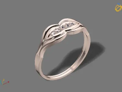 Womens Diamond Signet Ring Women Rings 3dmodels 3D print model 3D print model 55