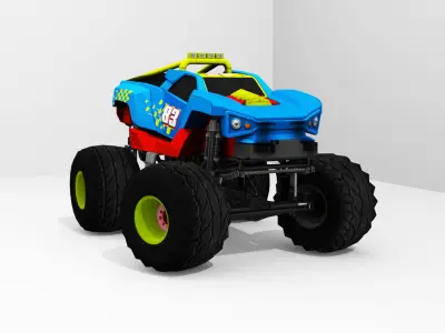 Offroad truck Extreme Monster Truck Low-poly 3D model