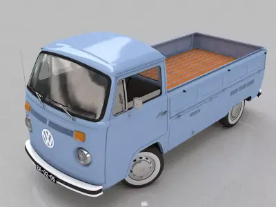 VOLKSWAGEN T2 PICKUP SINGLE CAB 1974 3D model