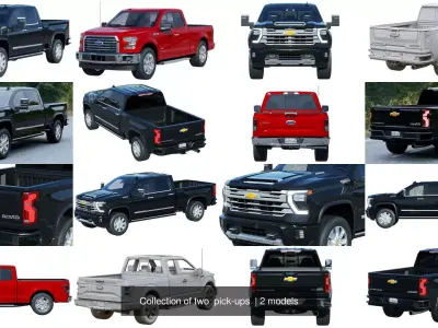 Collection of two  pick-ups  3D Model Pack