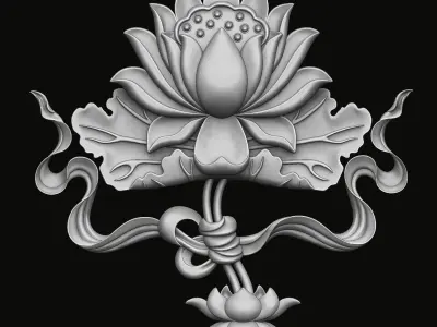 Buddhist Lotus Relief 3D print model