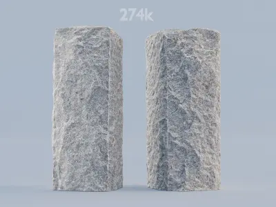Granite Stone Bollard Photoscan 3D model