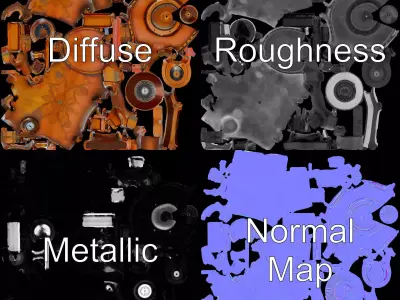 Steampunk Boiler Model Pack with Intricate Gauges Low-poly 3D model