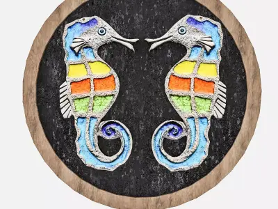 seahorse relief table 02 Low-poly 3D model