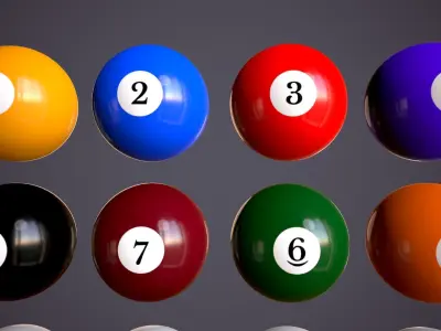 Billiard Balls Low-poly 3D model