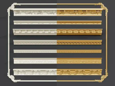 Classic carvings moldings and gypsum cornice 3 3D model