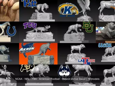 NCAA - NFL - FBS - American Football - Mascot statue Decor 3D Model Collection
