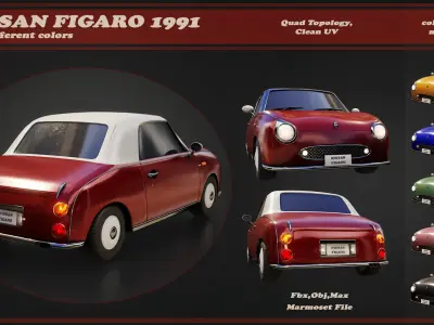 Nissan Figaro 1991 Low-poly 3D model