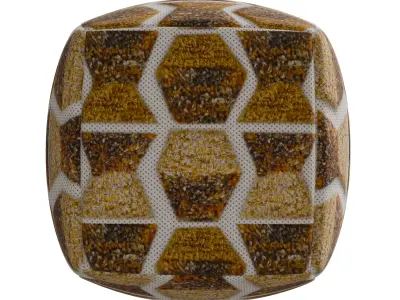 Gold Tufted Pouf by Sawyer 3D model