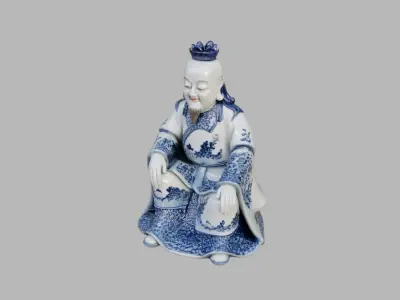 Porcelain Sitting Statue Low-poly 3D model