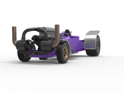 Pulling truck 2wd Hot rod with turbo V12 Scale 1 to 25 3D print model