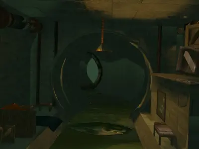 Adventure game sewer environment Low-poly 3D model