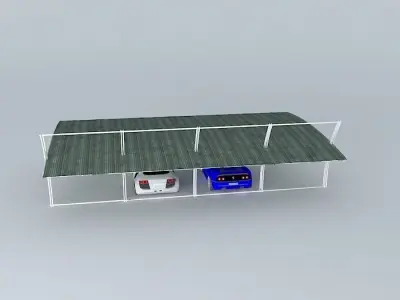 kanopi2 two cars parked under carport Free 3D model