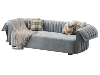 Curved Sofa Microfiber Leather 3D model