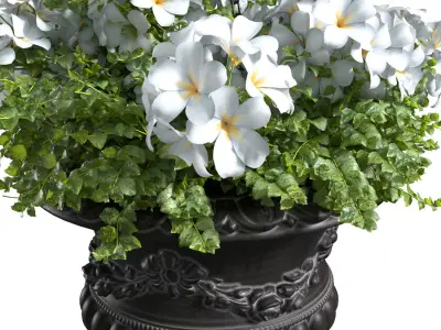 Hanging basket flowerpot rattan pot with flowers  3D model purchase