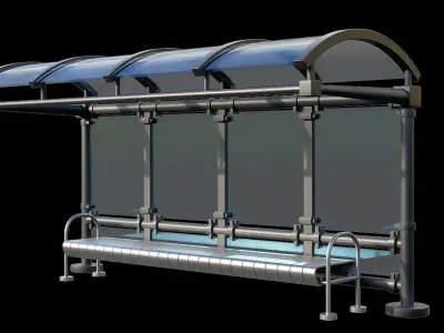 Game Ready Bus Stop 17 Low-poly 3D model