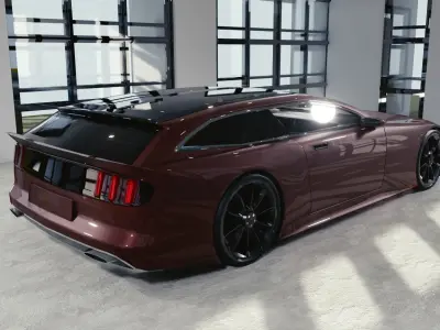 BLENDER EEVEE Brandless Sports GT shooting brake Low-poly 3D model