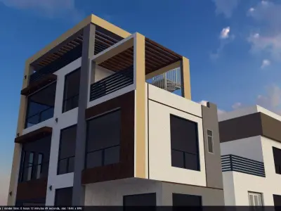 Modern Three-Story House Design A57 DWG  SketchUp 3D model