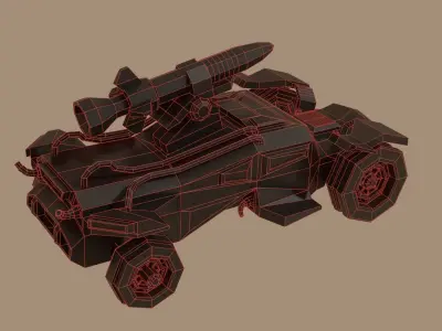 HellRIder low-poly sci-fi rocket truck Low-poly 3D model