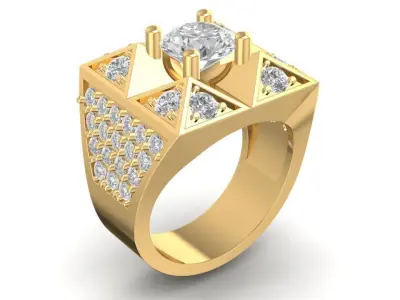 Geometric Square Statement Ring for Men  612 3D print model