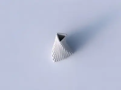 Vase twist tilted triangle with grid piramides 3D print model