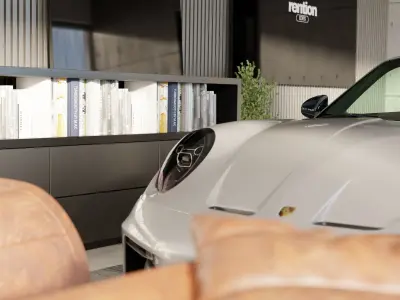 Automotive Studio Home Scene 3D Blender File Textured 3D model