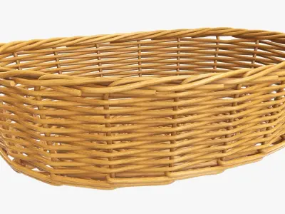  Wicker basket oval medium brown 3D model