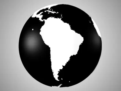 Solid Color White Black  Globe 3D model