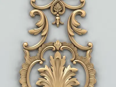 Carved decor vertical 013 3D model